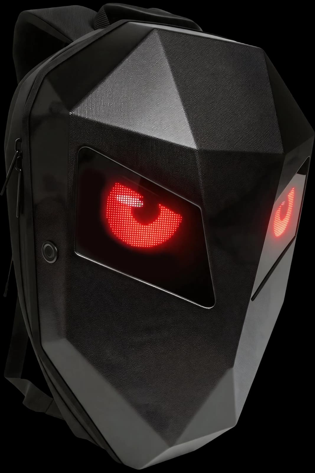 LOY GTX backpack, angled front view with red eye display